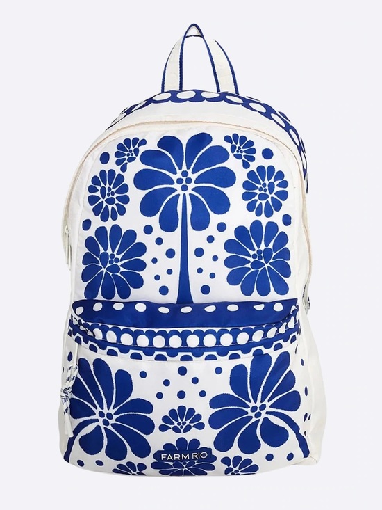 FARM Rio Handbags - Farm Rio Off White & Blue Palermo Xodó Backpack